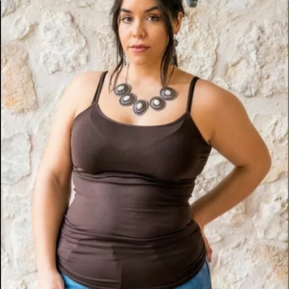 Brown Spaghetti Strap Camisole One Size Plus
